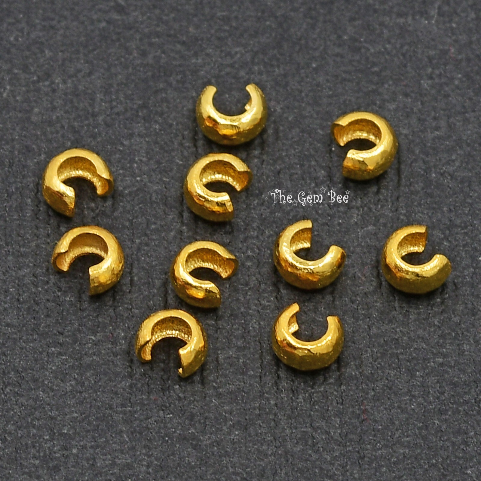 2MMx3MM 18k Solid Yellow Gold Crimp Tube Cover Beads (10)