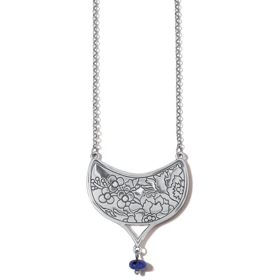 NWTag Brighton BLOSSOM HILL Beige Enamel Red Blue Flower Silver Necklace MRP$98