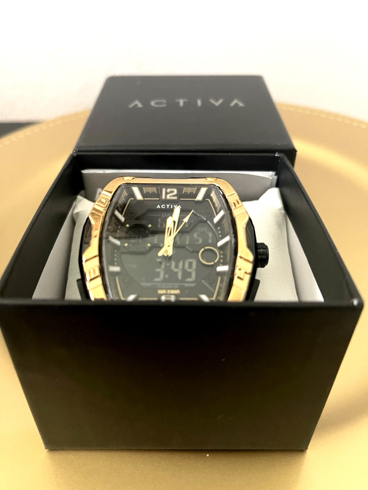 Activa X Invicta ACW8131-005 Men’s Digital Analog Watch 50mm Black Gold New