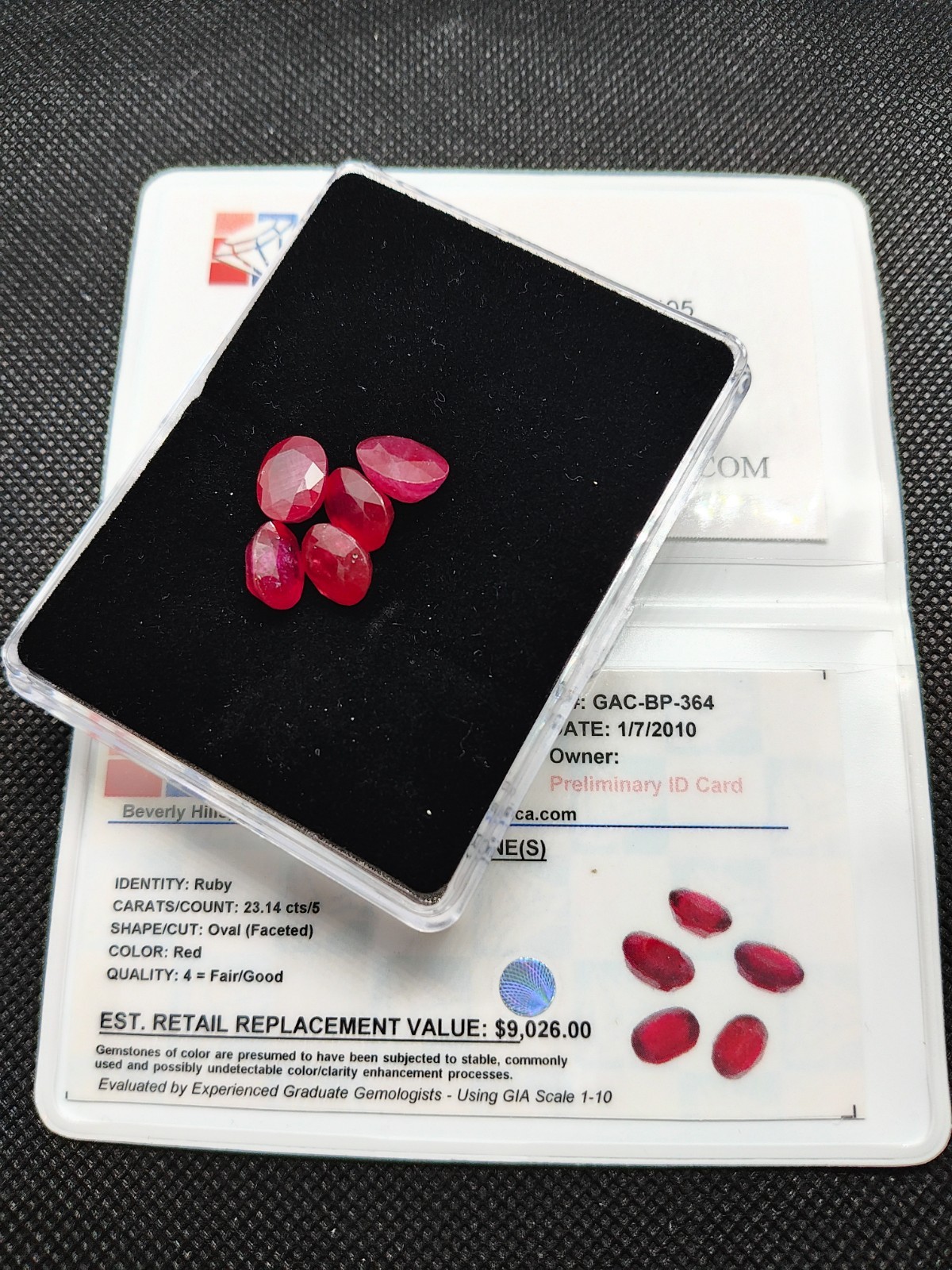 5x Natural Rubies Oval Faceted Loose Red Ruby Gemstone Lot Total 23.14 Ct w/ GLA