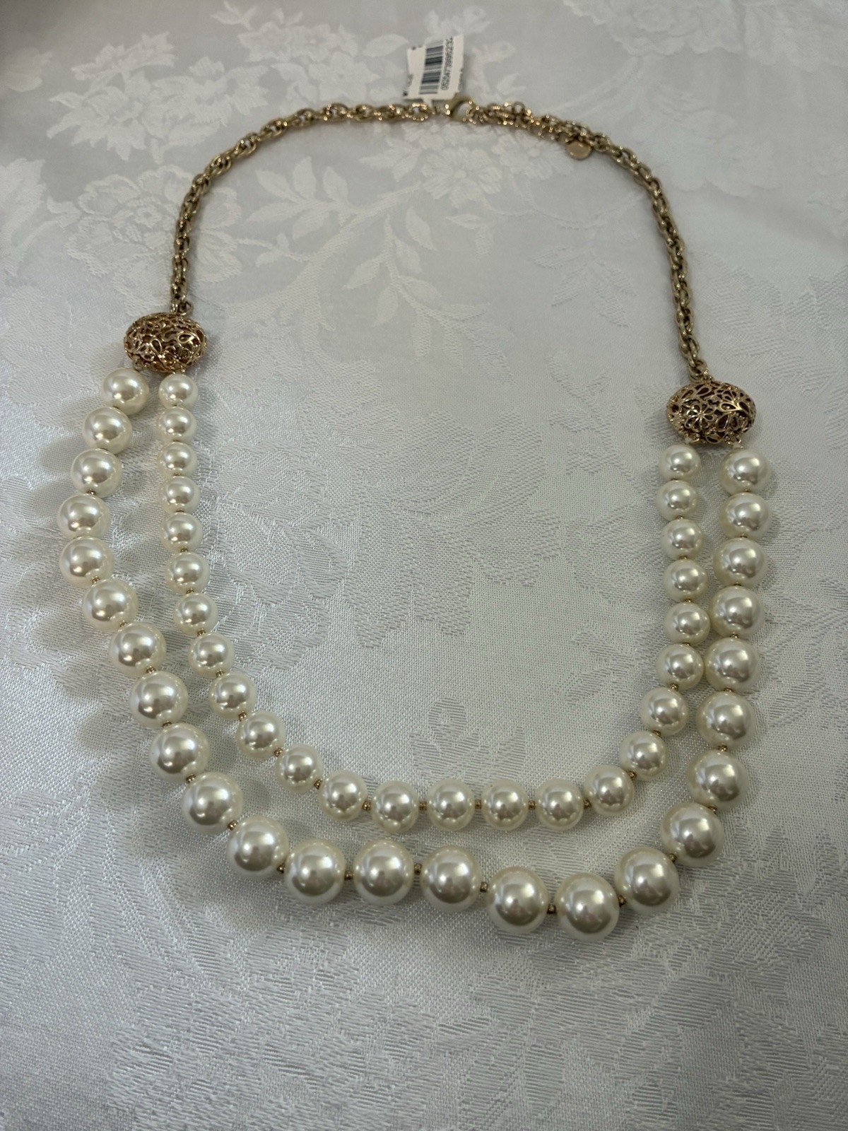 Charter Club Macys Gold Filigree Double Strand Pearl Necklace New NWT