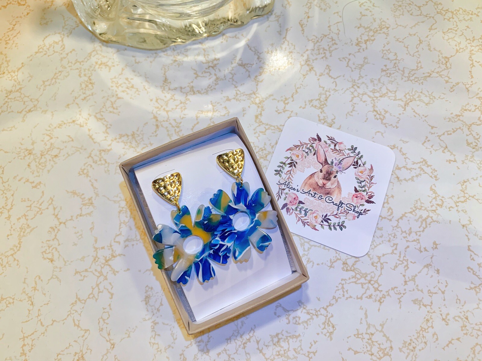 Handmade Multi Choose Shell Resin Earrings With Gold Plated Post