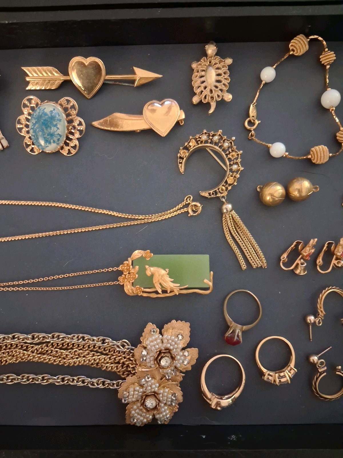 ANTIQUE VINTAGE 12k GOLD FILLED JEWELRY 30+ PC LOT BROOCHES EARRINGS BRACELETS