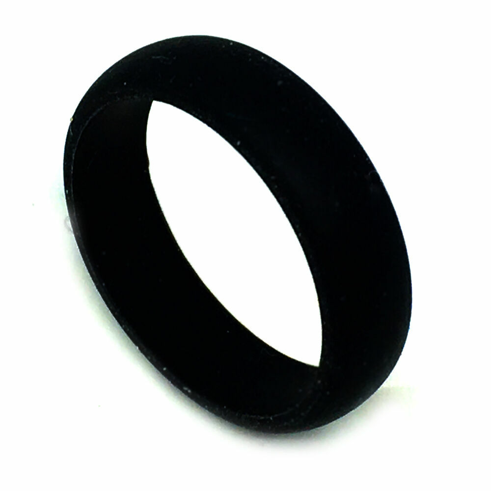 SAR – SAFE ACTIVE RINGS 6mm BLACK Medical Grade Silicon Rubber Wedding Band Ring