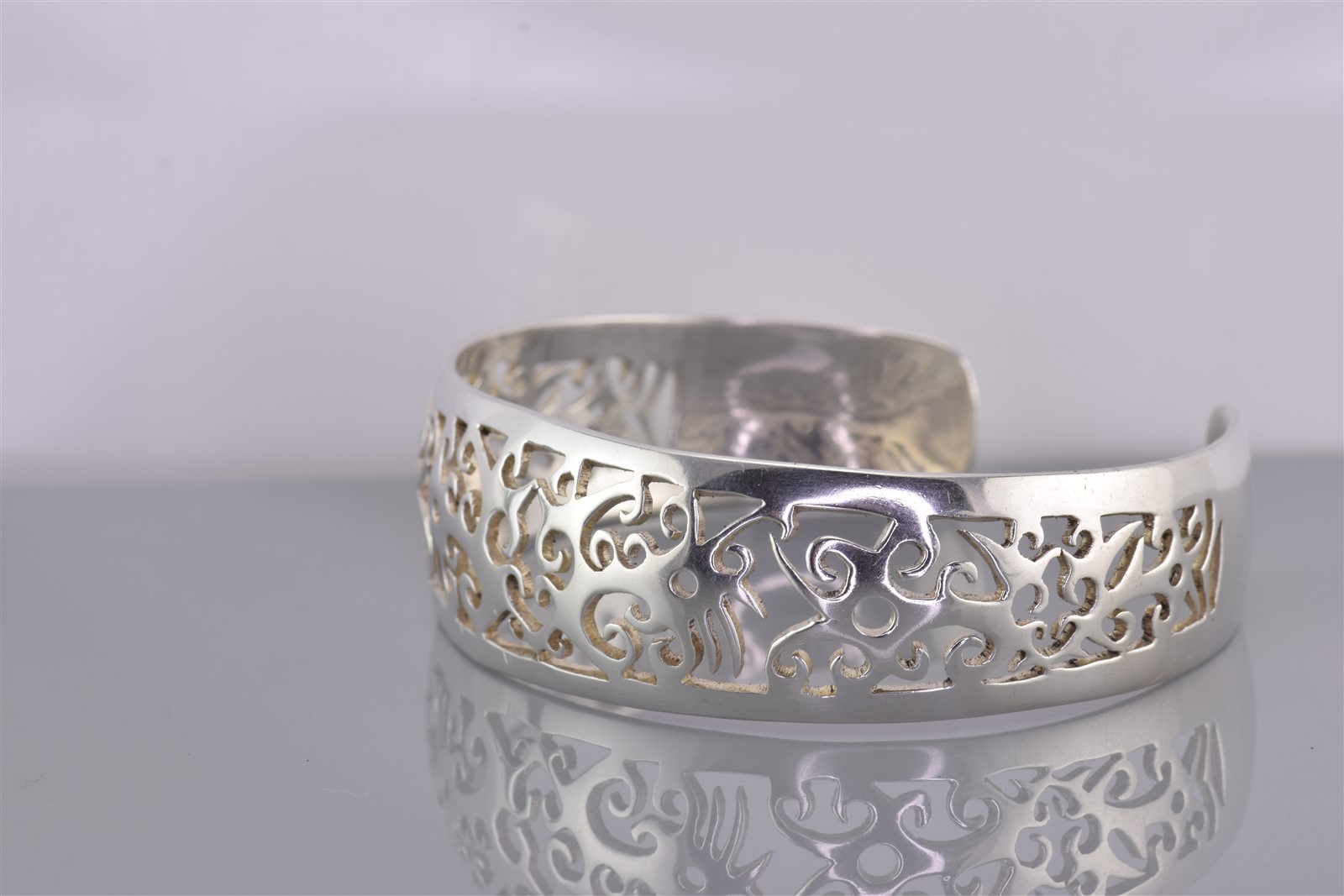 Sterling Silver 19mm Openwork Symmetrical Scrolling Cuff 925 Bracelet 21g 6.75″