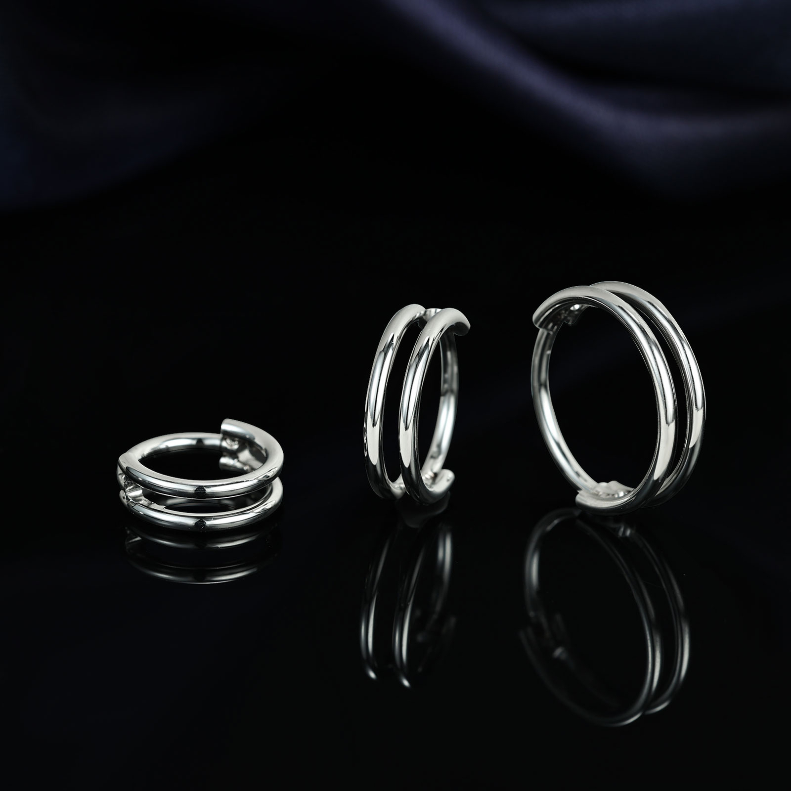 1 Pc Stainless Steel Double Nose Ring Cartilage Helix Earrings Septum Piercing