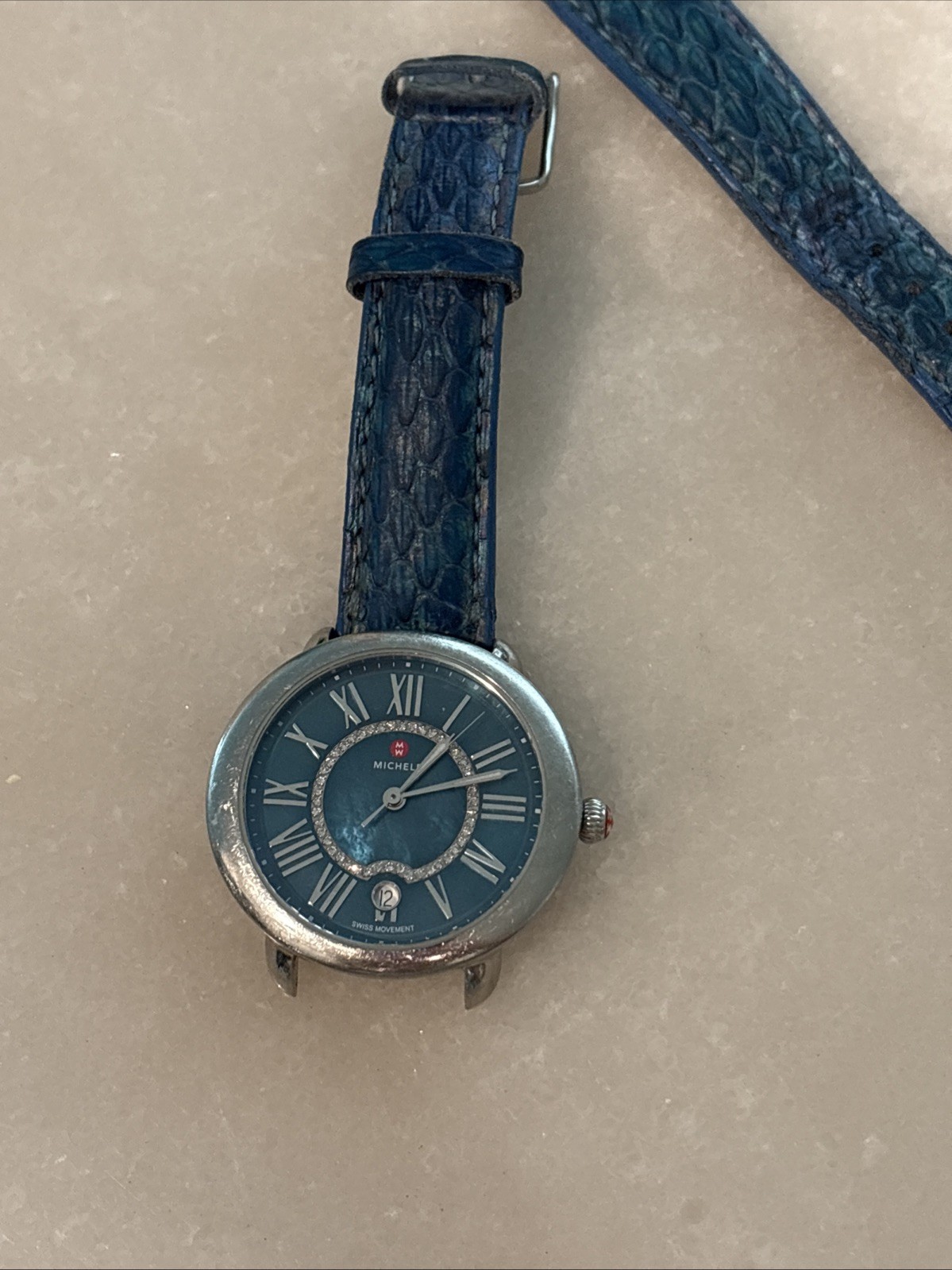 Michele Serein Diamond Dial Watch MW21B00A0029 Blue / Mid Teal Good + Pre Owned
