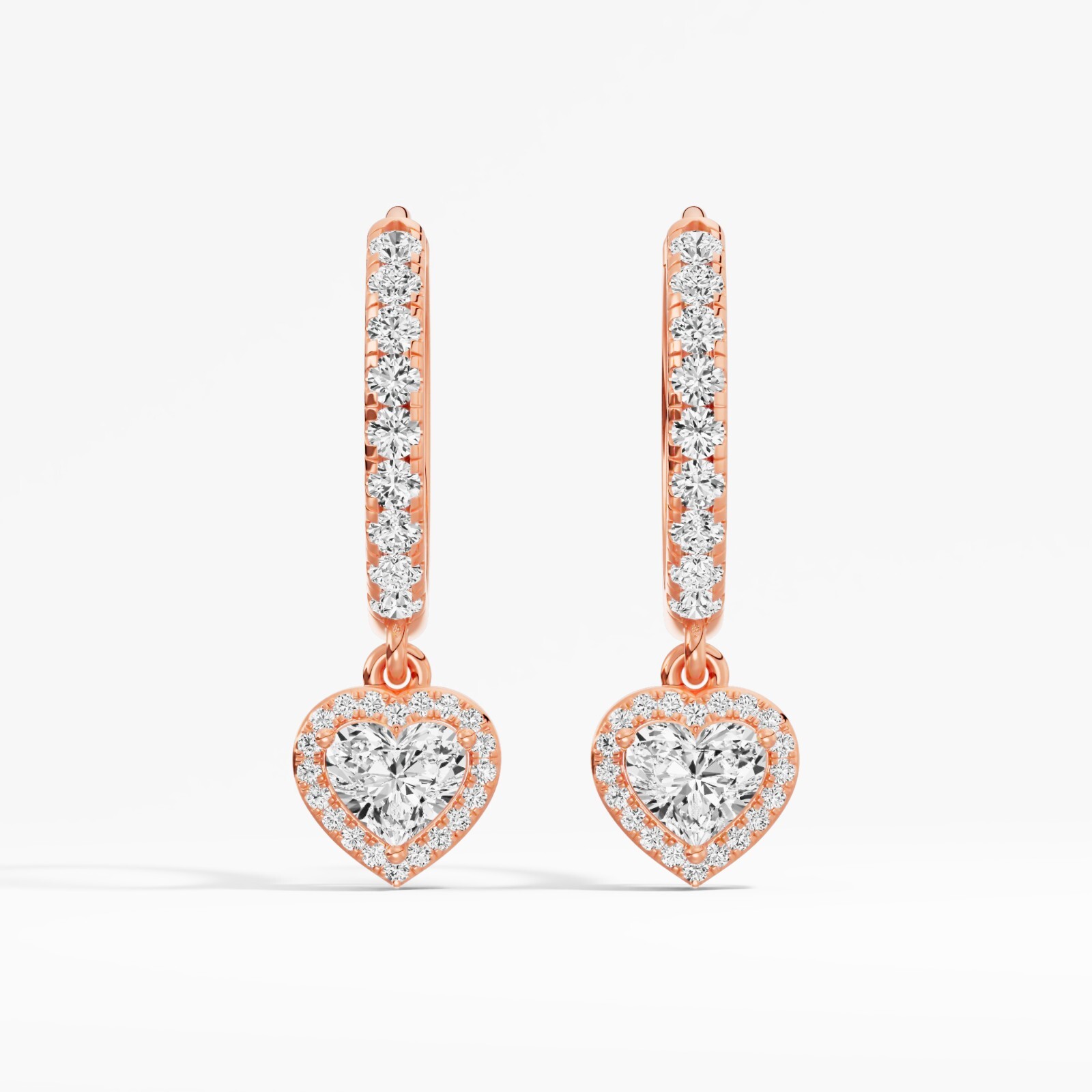 1.38 ct Lab Created Heart Diamond Hoops Earring in 14K White Gold for Women