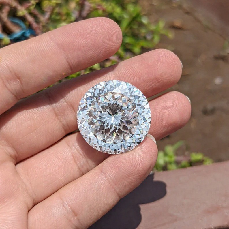 5.00 Ct Round Antique Portuguese Cut Moissanite 11.50 MM – FL, D Color Certified