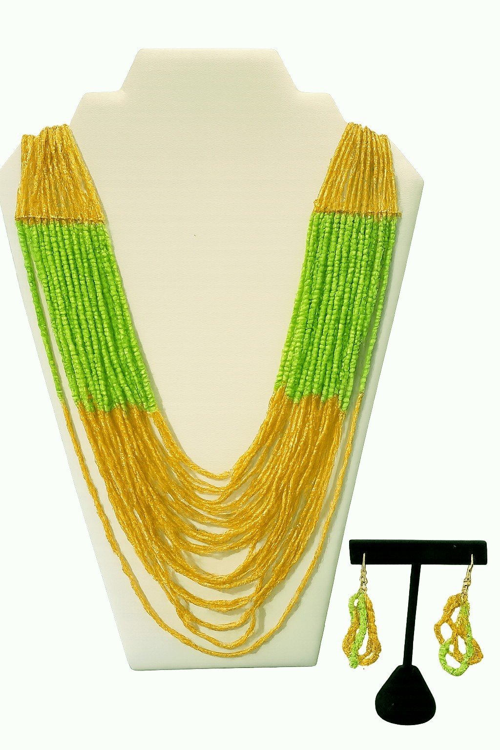 Seed Bead Multi Strand Necklace & Earring Set – Choose from 3 Colors