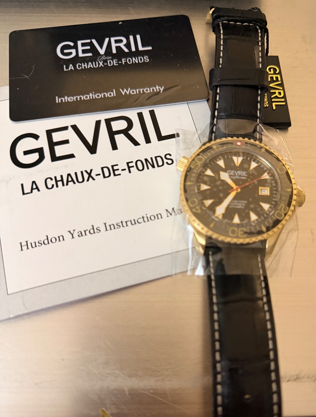 Gevril Hudson Yard Men’s Swiss Automatic Watch, Genuine Italian Leather Strap