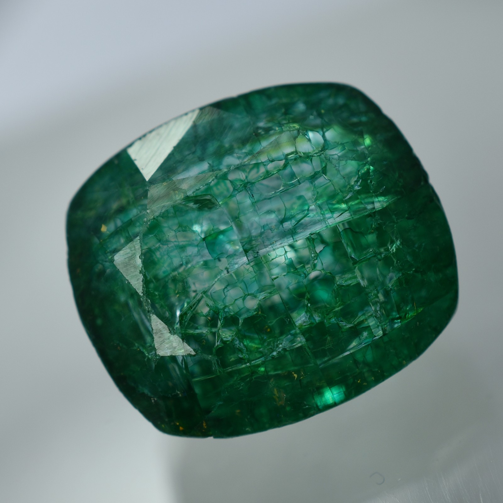 Natural CERTIFIED Finest Quality 14.30 Ct Zambia Green EMERALD Cushion Gemstone