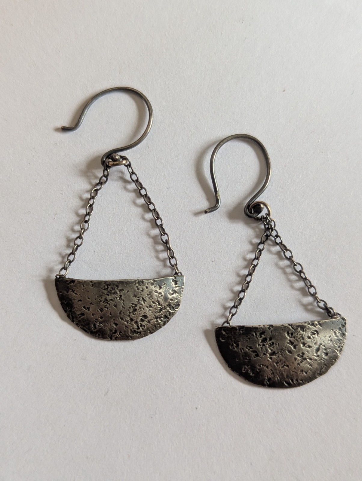 Artisan Hand Made 925 Sterling Silver Abstract Dangle Hook Earrings