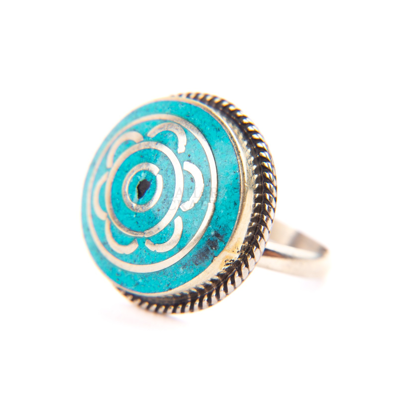 Tibetan Ring, Turquoise Stone, Handmade Nepali Jewelry, Artisan Ethnic Ring