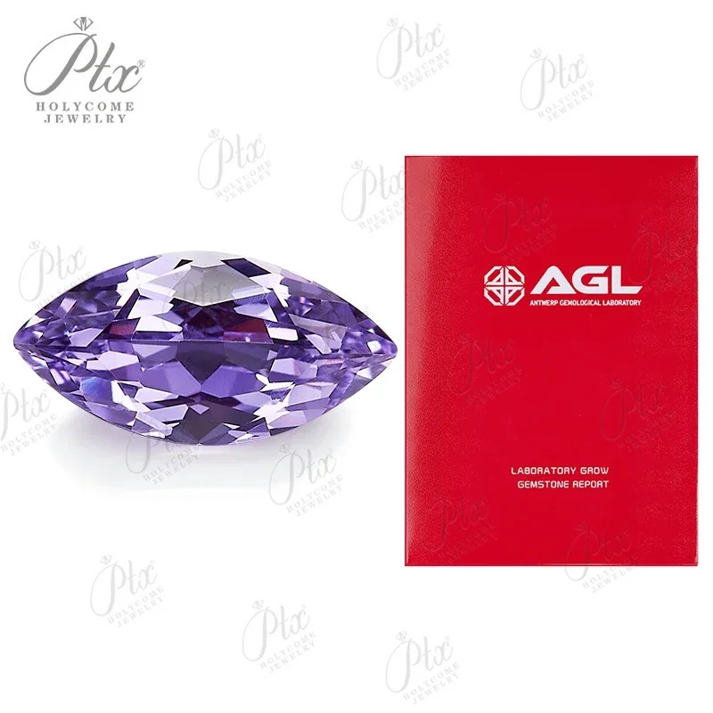 Lab Grown Gemstone Purple Sapphire 0.5-10ct Marquise Cut AGL for Jewelry DIY
