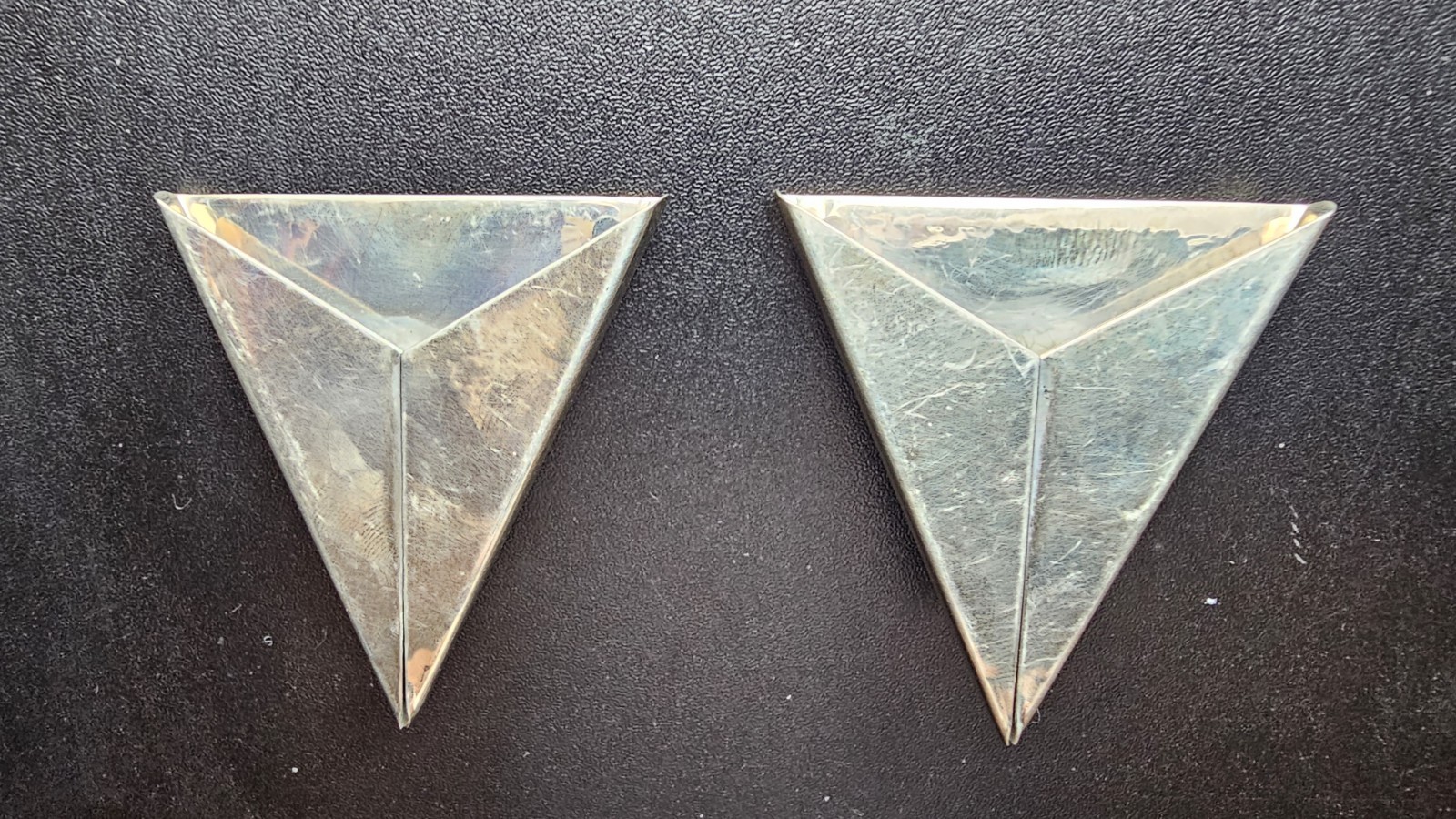 Triangle Collar Cover Silver Tone Metal Blue Turquoise & Red Coral Bezel 2in