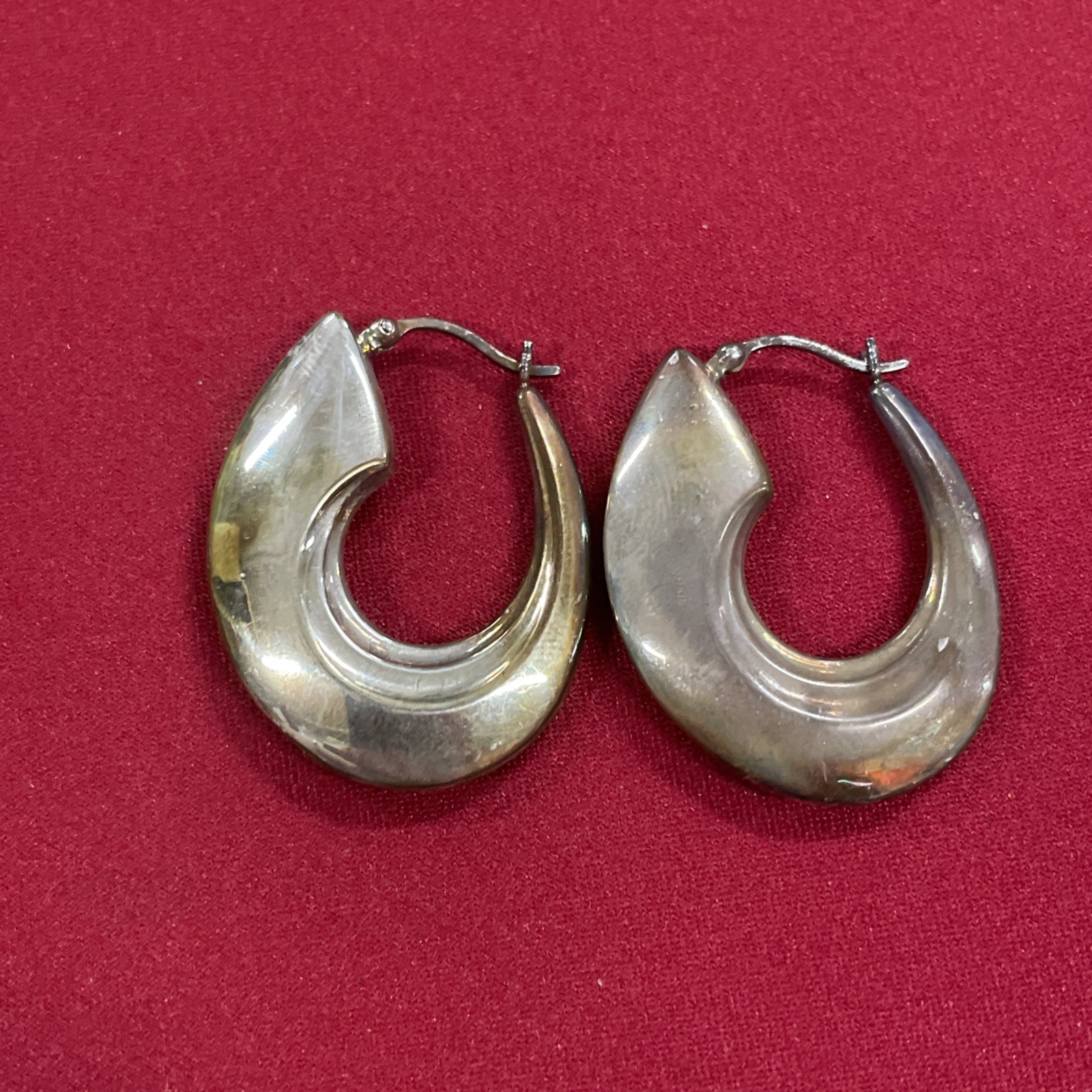 Reversible Sterling Silver 925 Hollow Hoop Click Top Earrings