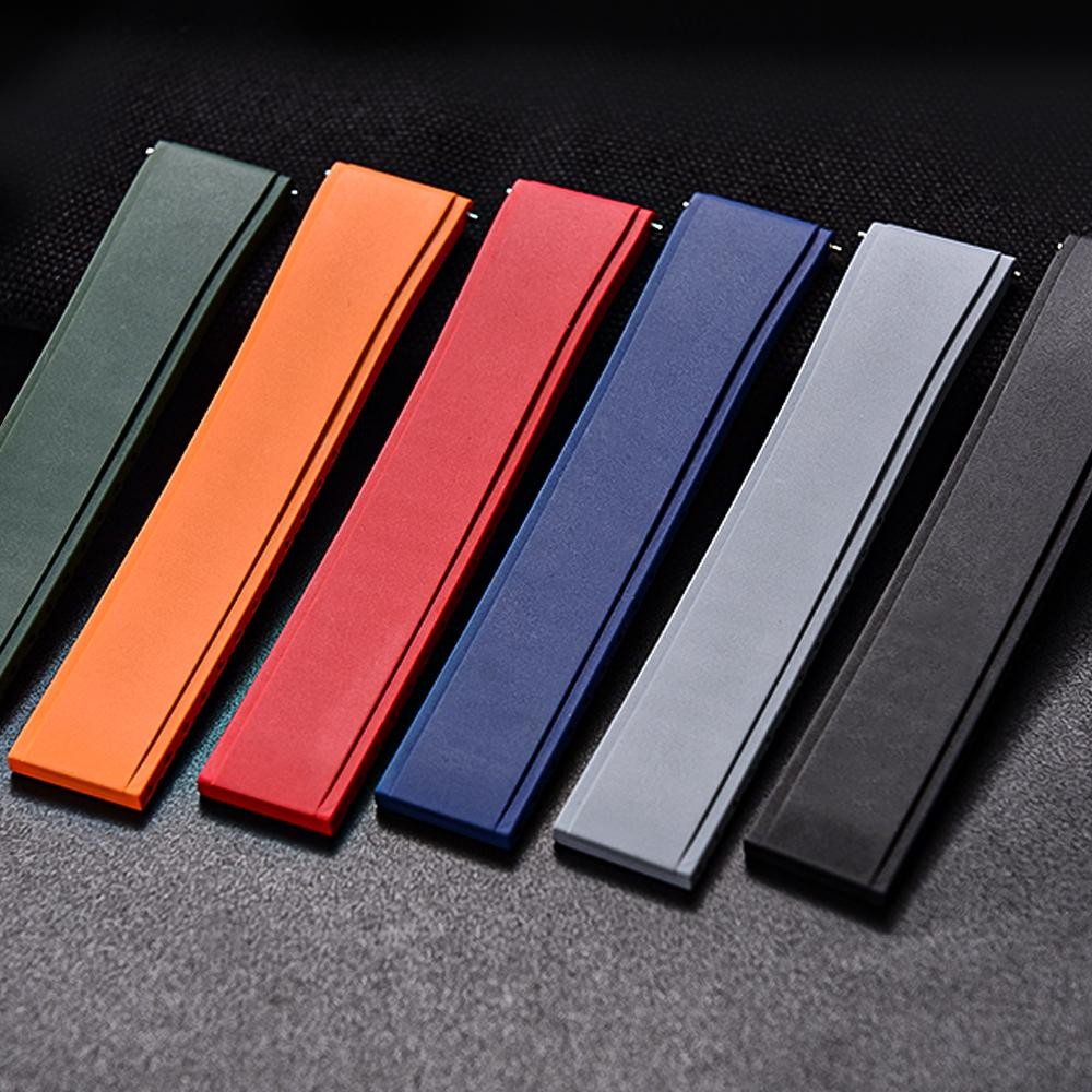 19mm 20mm 21mm 22mm CTS FKM Rubber Strap Convex Shape Quick Release Cut To Size