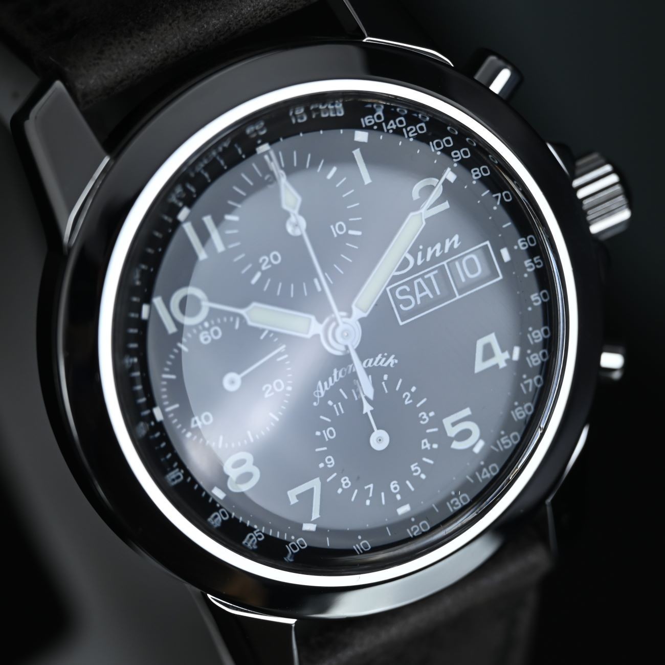 SINN 103ST VINTAGE CHRONO BLACK MATTE WATCH 41 MM (V.GOOD & PAPER & ORIGINAL)