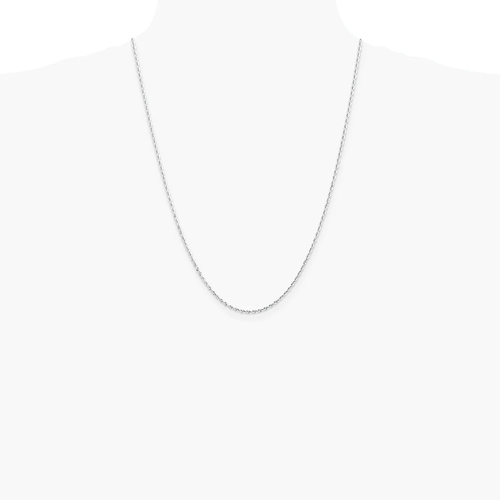 14K White Gold 2.0mm Diamond-Cut Quadruple Rope Chain Necklace 16″-30″