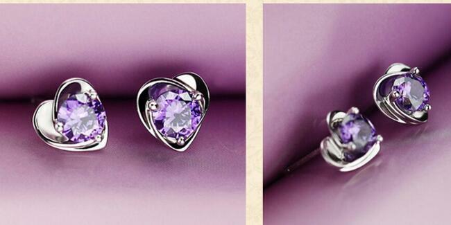 Crystal Diamante Love Heart Silver Necklace And Earrings Set Costume Jewellery