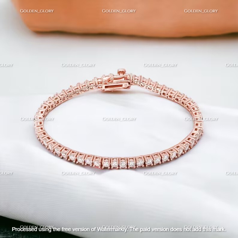 15Ct Round Cut 4MM Diamond 14k Rose Gold Finish Women’s Tennis Bracelet 7″ Inch