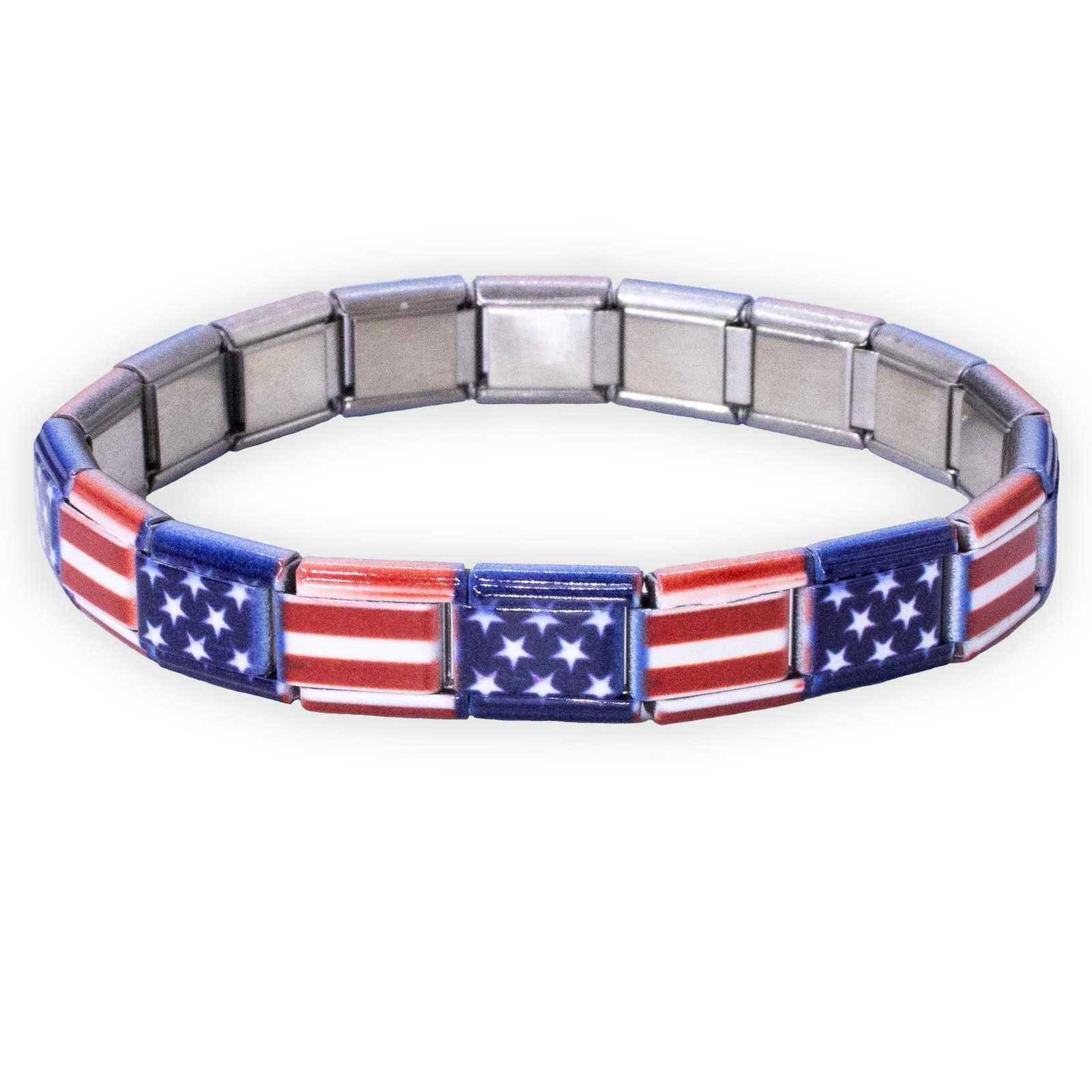 Italian Charm Bracelet, 9Mm Stainless Steel Flag Charms Link Bracelets for Women