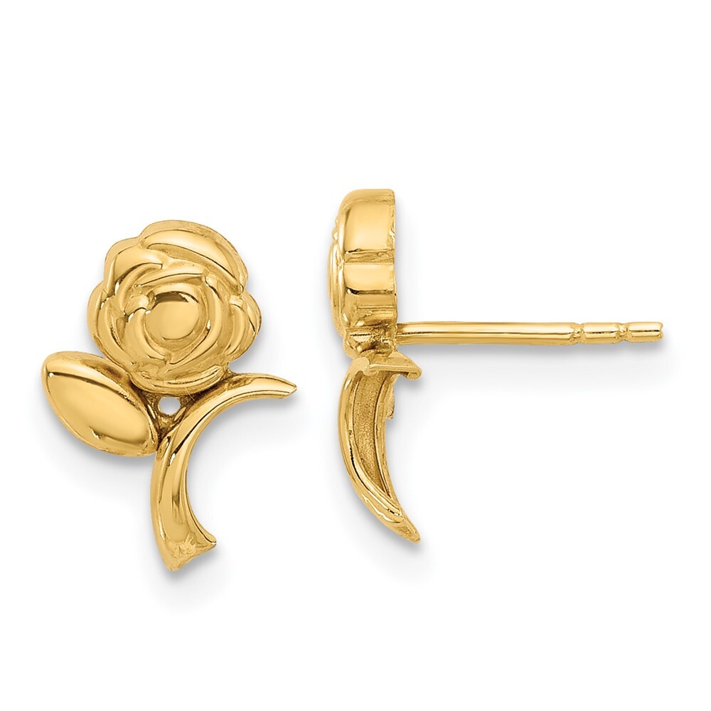 10.8mm 14K Yellow Gold Polished Rose Post Earrings YE2210