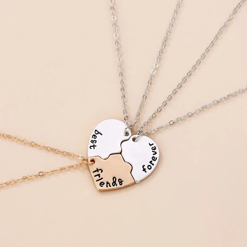 Sun Moon Star Necklace 3Pcs Friendship Pendant Jewelry for Best Friends Couple