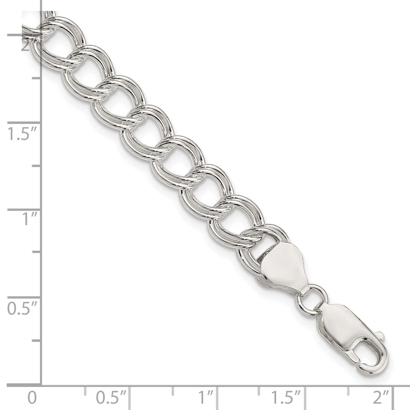 Silver 7.75mm Solid Double Link Charm Bracelet QG1163