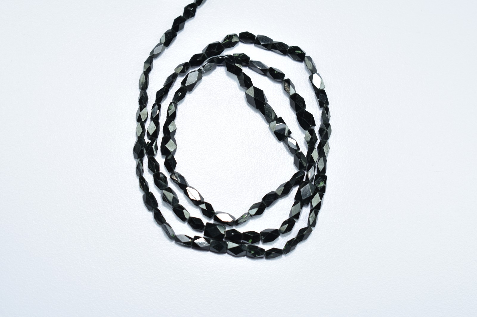 Natural Black Spinal Faceted Fancy Shape Gemstone Beads 20.5″ Strand 3X5-4X6mm