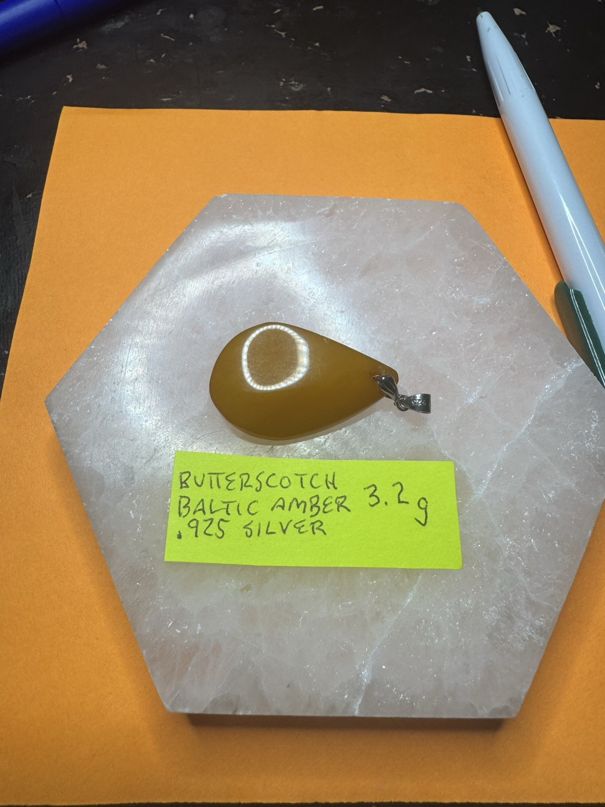 Butterscotch Amber Pendant .925 Sterling Silver 3.2 Grams SEE PICS !!😳
