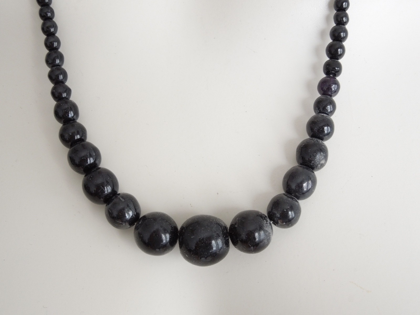 Vintage Necklace Glass Bead Necklace Black Gradient 1950s 36.3 G/22 In