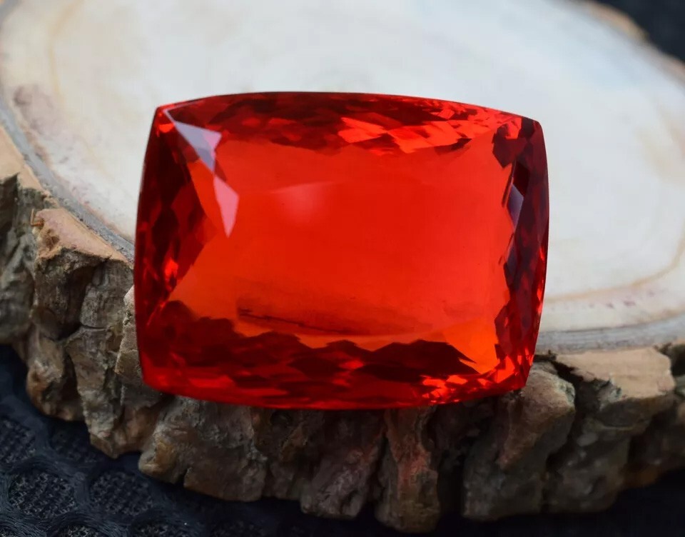 Natural Myanmar (Burma) Certified 136 CT Red Topaz Cushion Cut Loose Gemstone