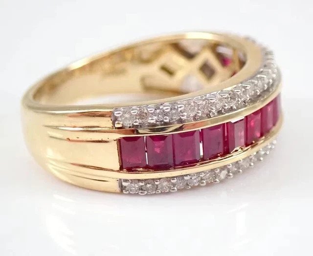 3ct Emerald Cut Lab Created Ruby Red Wedding Men Ring 14K Yellow Gold Plated