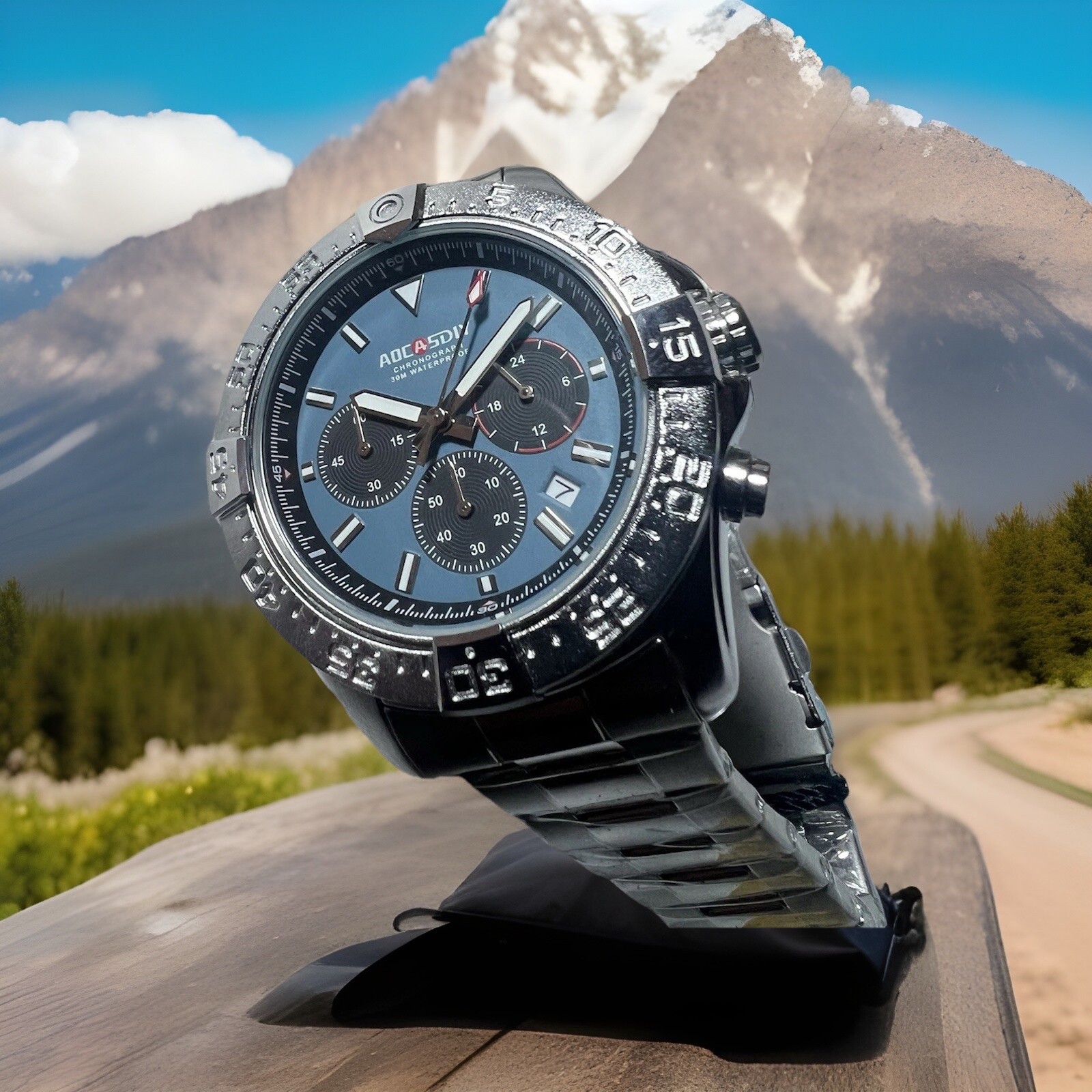AOCASDIY Chronograph 30M,A6075,date,Super Luminous ,45mm Case, men’s Watch.