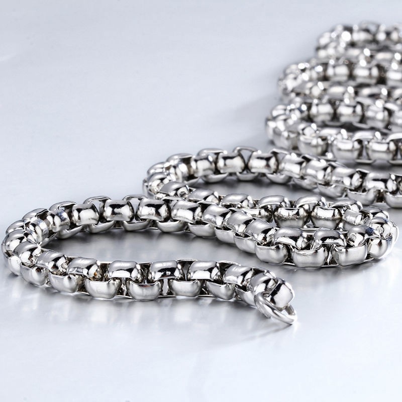 Silver Rolo Box Chain Stainless Steel Necklace Jewel 1/2/3/4/5/7MM For Men Women