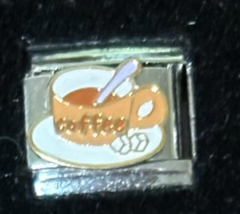 Coffee Cup Wholesale Italian Charm Enamel Link 9MM K3456