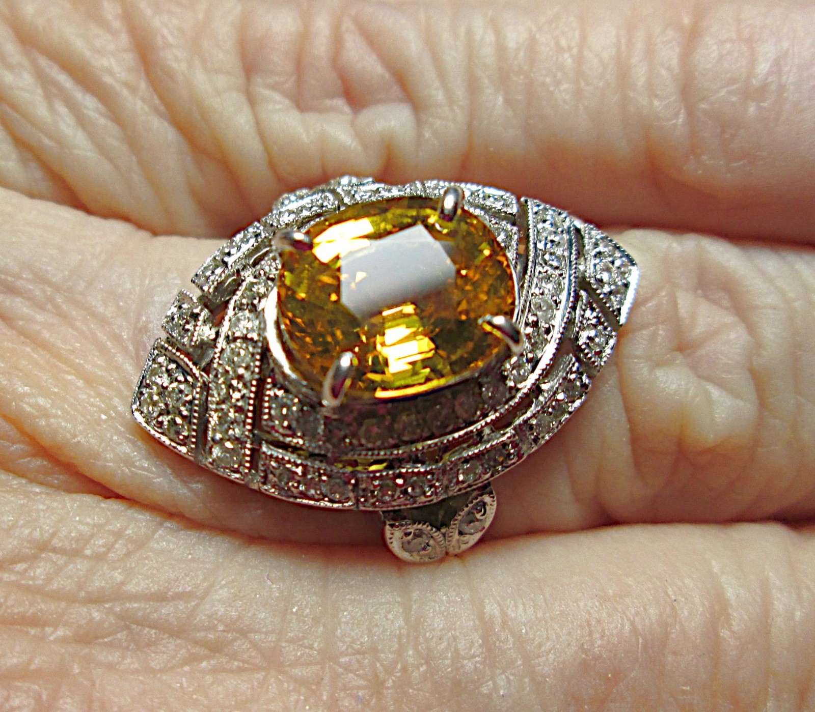 GORGEOUS 18K WG NATURAL SAPPHIRE DIAMOND RING SEPT BIRTHSTONE