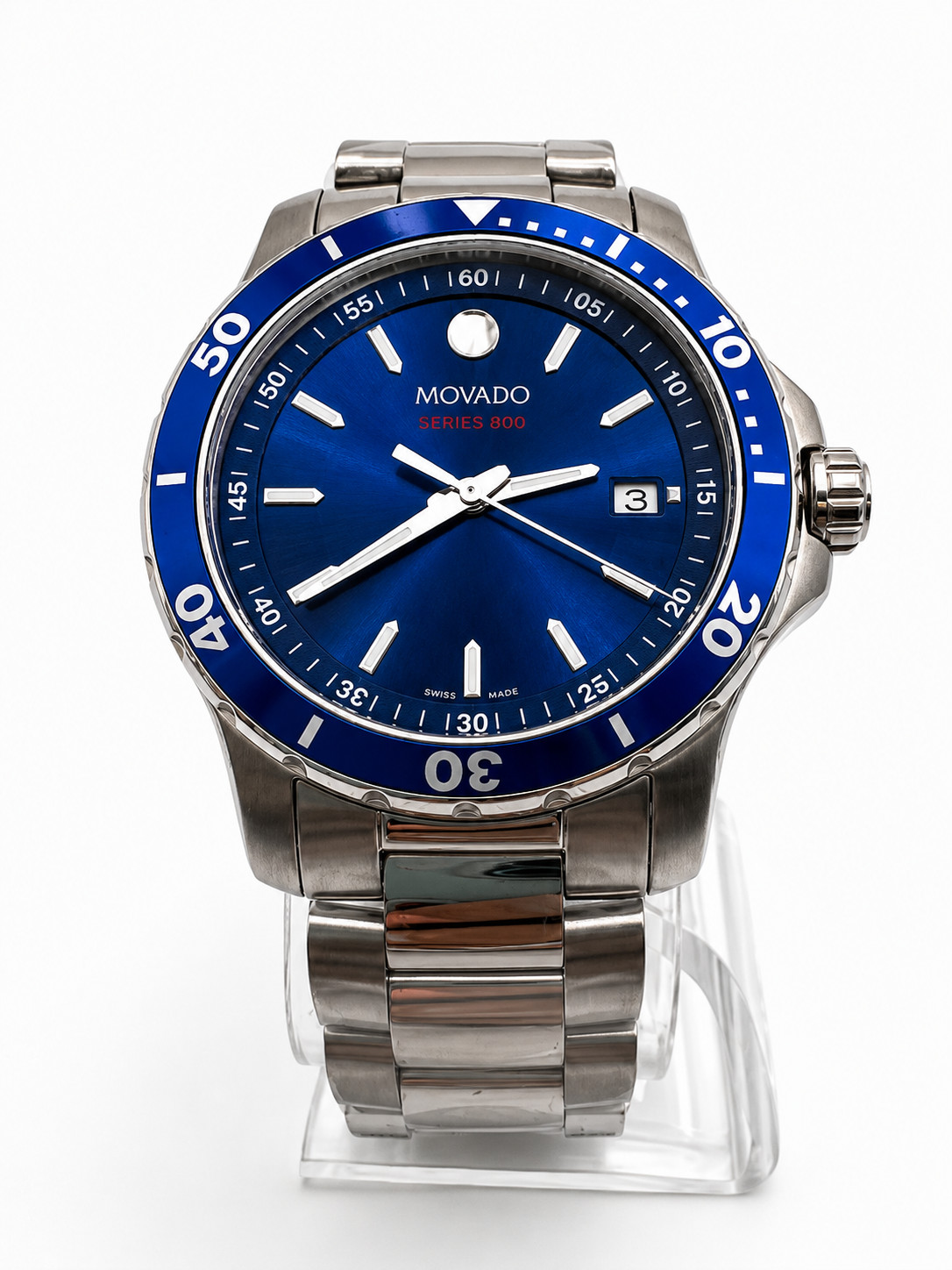 MOVADO 2600137 Series 800 Stainless Steel Blue Dial Men’s 40mm Quartz Watch