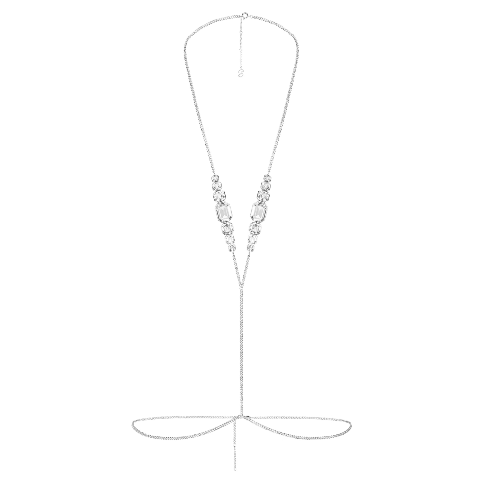 Swarovski x SKIMS body chain, V-shape, White, Stainless Steel -5678061 New