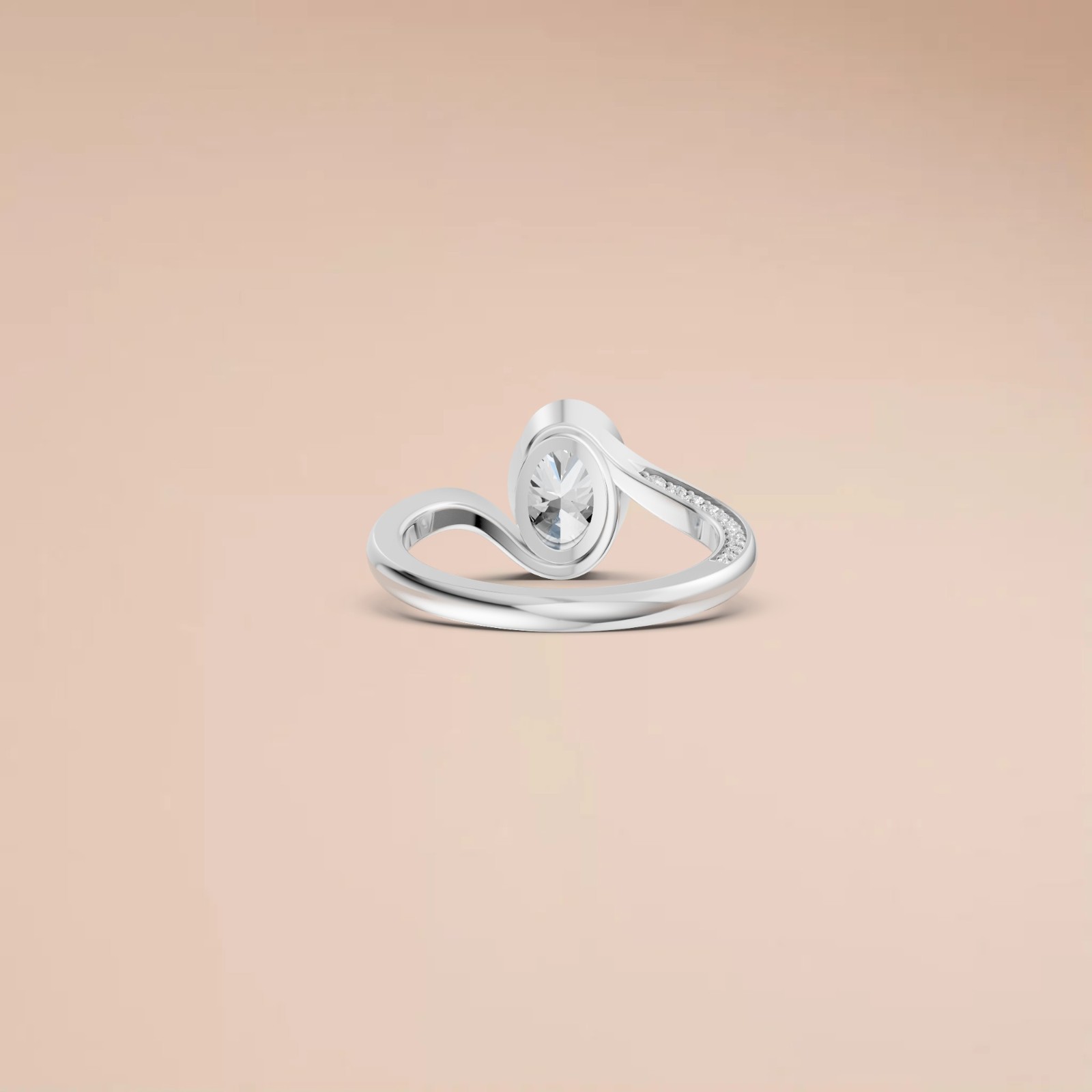 Oval Cut Lab Grown Diamond Bezel Setting Solitaire Engagement Ring