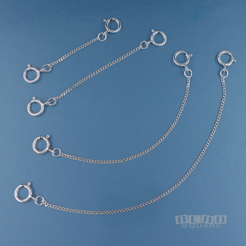 Sterling Silver Curb Chain Extender Connectors w/Spring Ring Clasps [1.5″ – 4″]