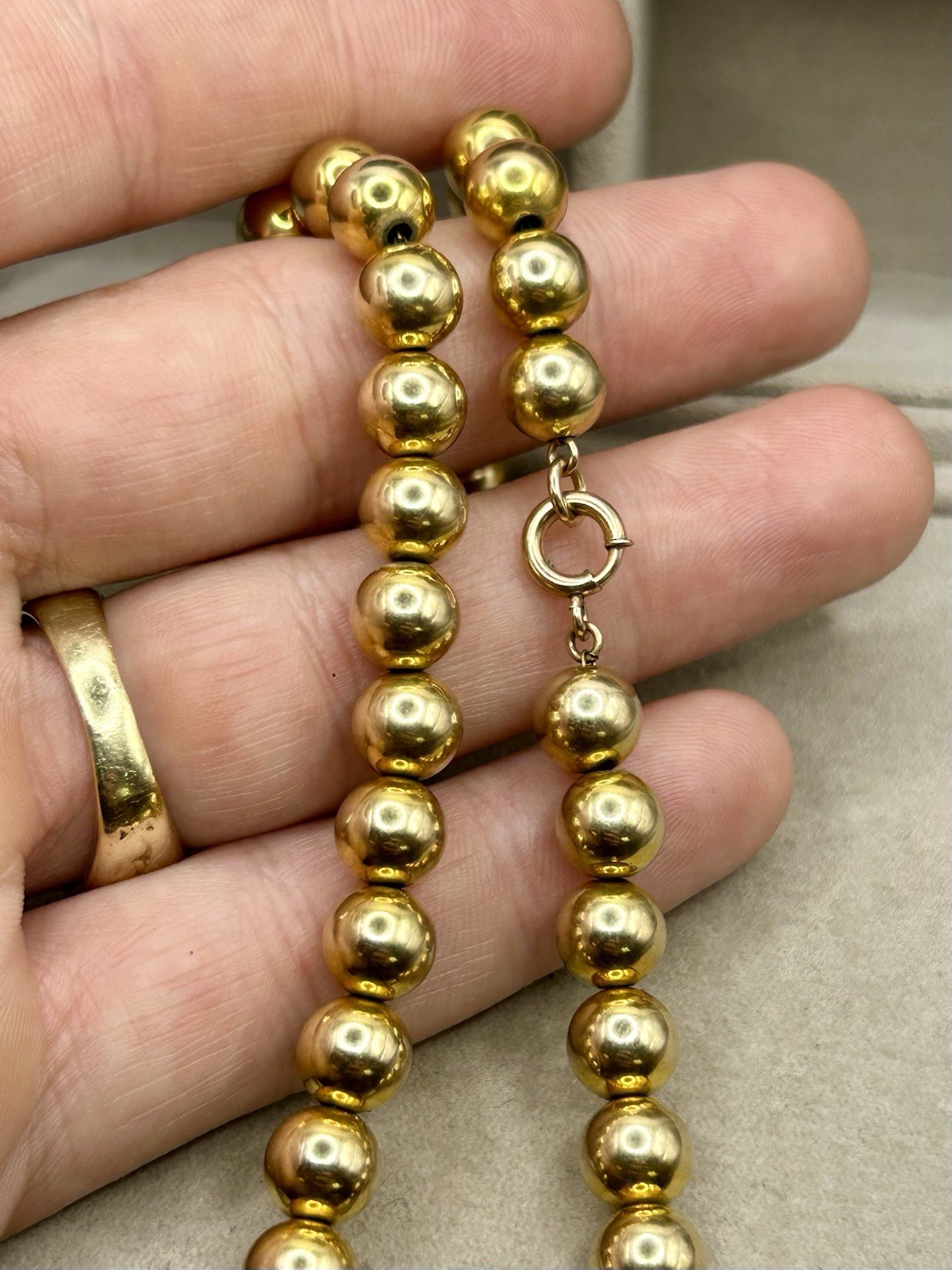 Vintage 10k-12k Gold Filled Bead Ball Necklace 29 Grams 15”