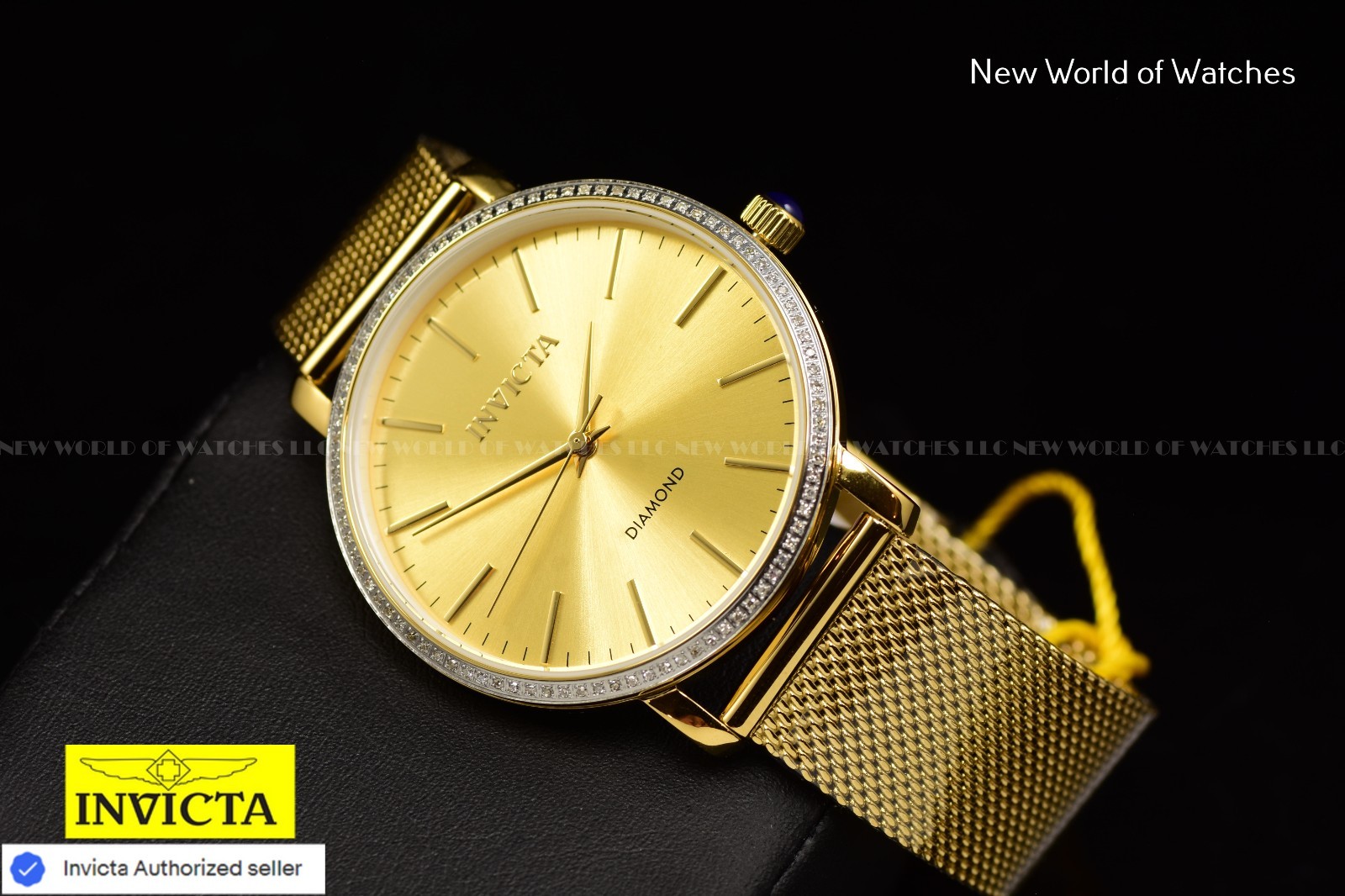 Invicta Elite Diamond 38mm 0.32 Carat Diamond Unisex Gold-Tone Mesh Ladies Watch