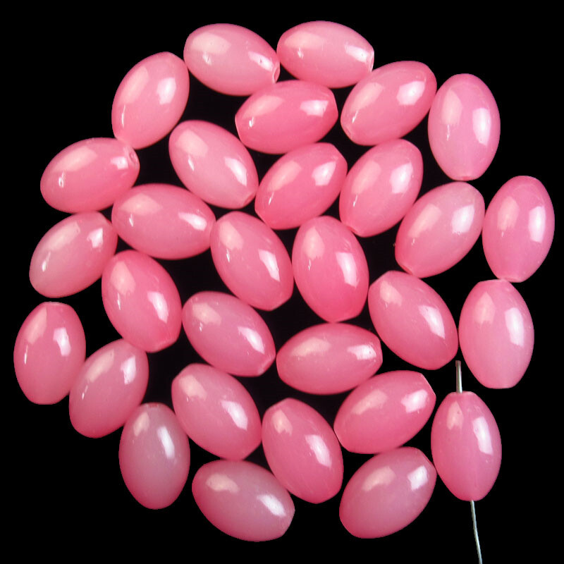 26Pcs 15x10mm Manmade Pink Jade Drum Pendant Beads CJ923