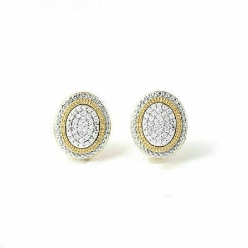 1 Ct Lab Created Round Diamond Women’s Stud Earrings 14K Two Tone Gold Plated