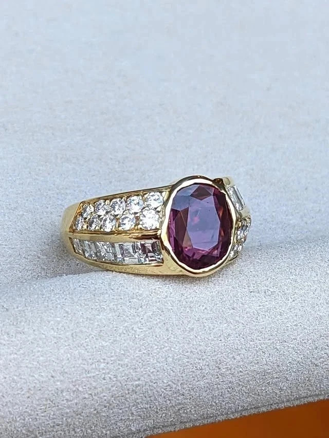 6.80 Ct Oval Cut Natural Ruby Diamond Wedding Ring 14K Yellow Gold Size 8