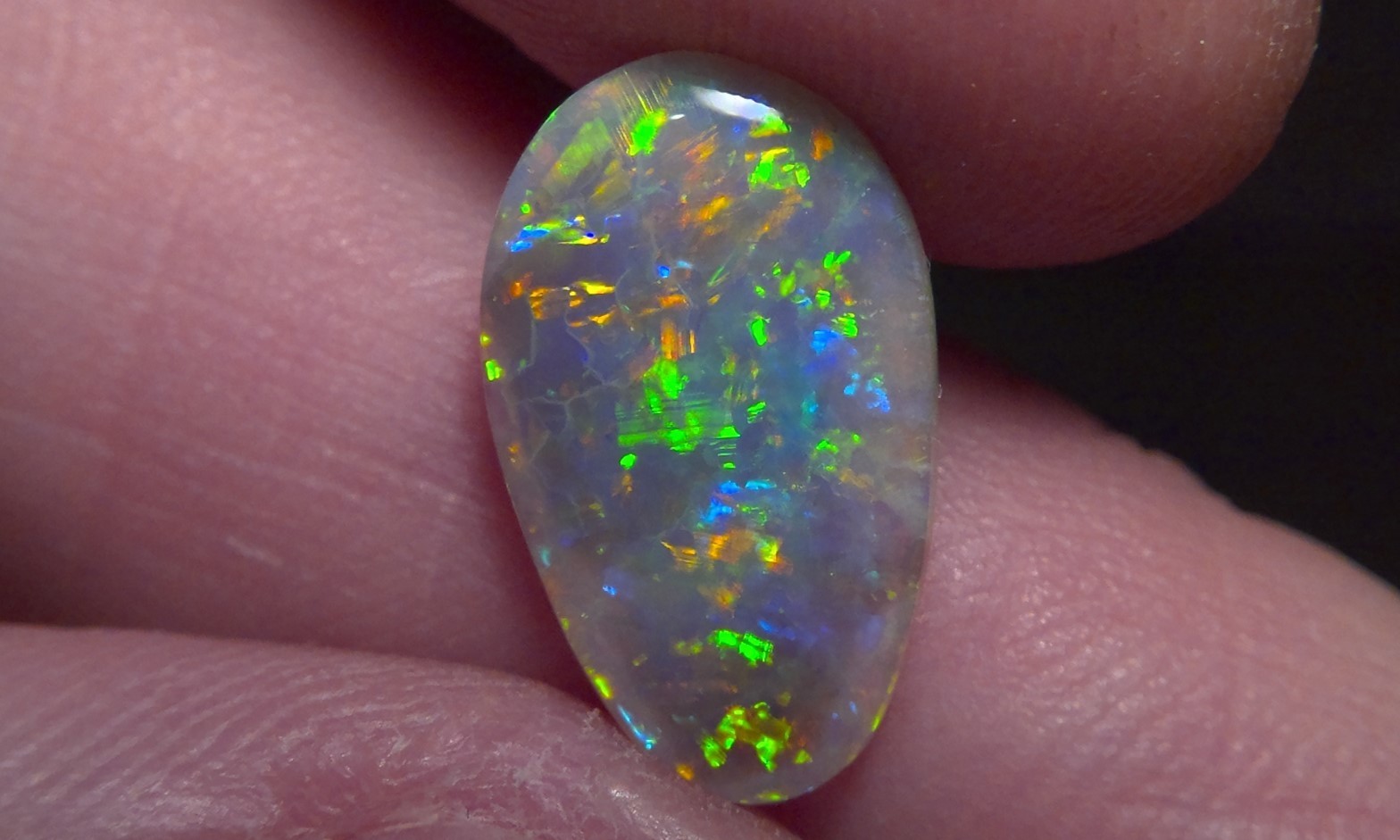 2.25cts Solid Lightning Ridge semi-black opal, stunning Rainbow fire + video