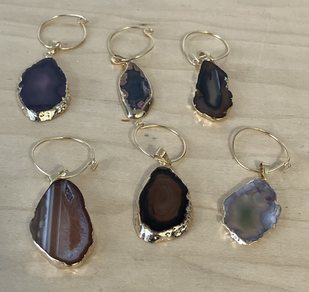 Lot of 6 Authentic Brazilian Jewelry- Geode Slice Earrings – Gold Edged